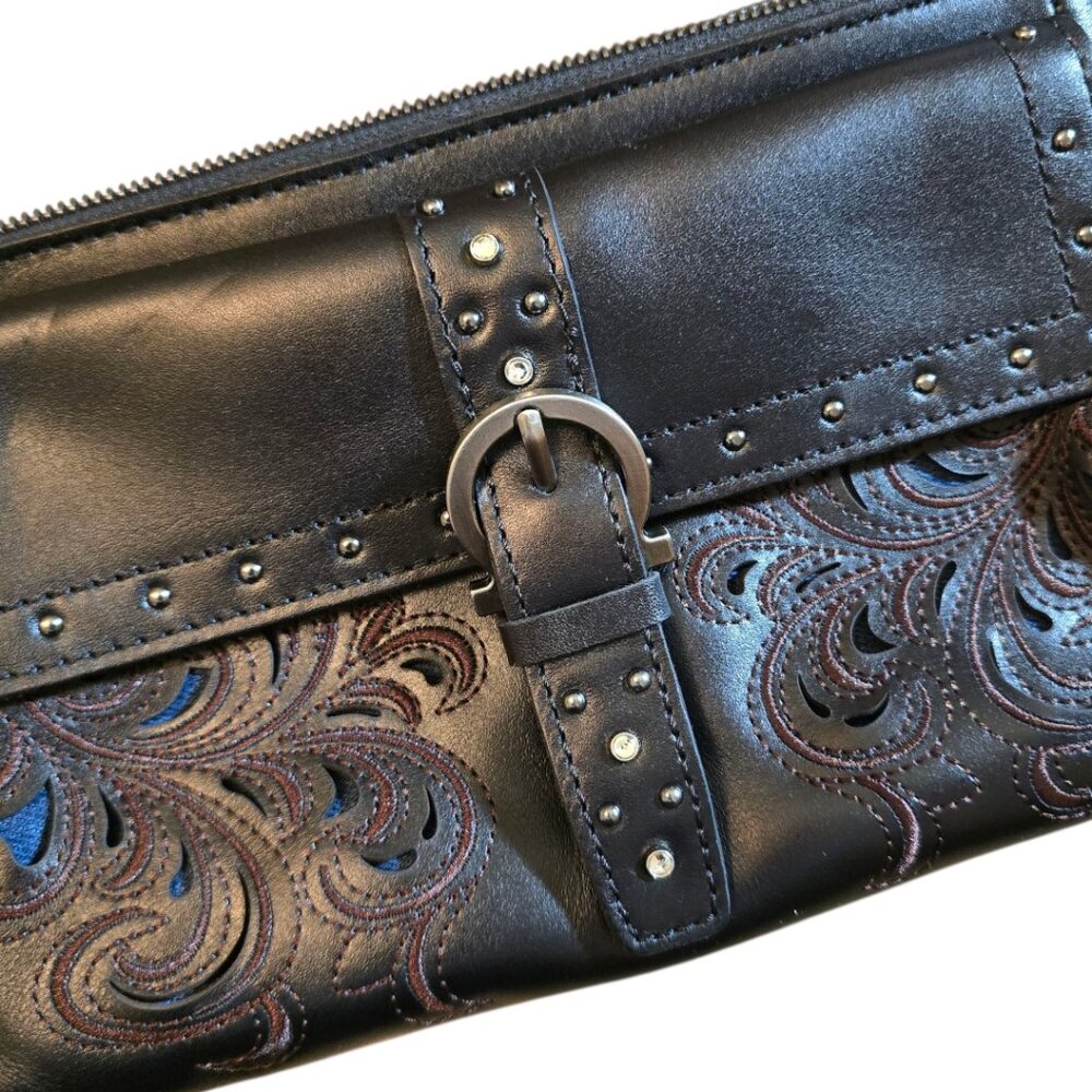 NWOT  -  Patricia Nash Montana Leather Maisie Small Black Leather Crossbody - Picture 3 of 13